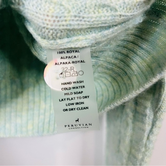 Peruvian connection luxe cable cardigan button front size large - Picture 10 of 11